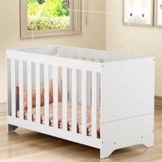Berço Elza 3 em 1 vira cama com colchão incluso Multimóveis Branco Certificado Imnetro
