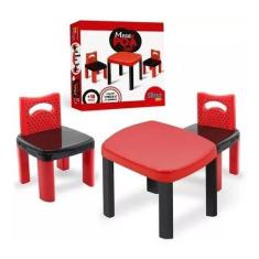 Mesinha Infantil Poá Red Com 2 Cadeiras - Simo Toys