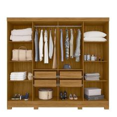 Guarda Roupa Casal C/8 Portas C/Espelho Cinza Freijo