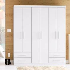 Guarda Roupa Casal 6 Portas 4 Gavetas Advantage Batrol Móveis Branco