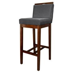 Banqueta Alta para Bancada de Cozinha Líbia Madeira Capuccino Suede Cinza CCS