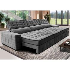 Sofá Retrátil E Reclinável 3,85m Cama Inbox Big Puffer Com So
