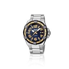 Relógio Pulso Everlast Masculino Calendário Aço E627, Prata+Azul