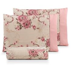 Jogo de cama Casal 3pç estampado ponto palito 100% algodão - SAFIRA EN