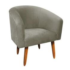 Poltrona Stella Suede Marrom Rato Pés Palito Drossi - D'ROSSI