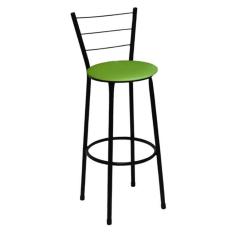 Banqueta Alta Preta com Encosto Assento Verde Jaddi