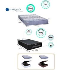 Conjunto Cama Box Baú Casal Viúva + Colchão Ortopédico Espuma resisten