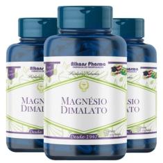 Combo 3 Potes De Magnésio Dimalato 500 Mg 60 Cápsulas - Alkans