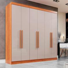 Guarda-Roupa Casal 6 Portas 2 Gavetas Recife Sallêto Móveis, Cinamomo 