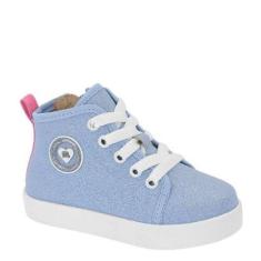 Tênis Botinha Molekinha Confortável Glitter Leve 2118578 - Jeans - 17-Feminino