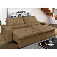 Sofá Magnum 2,02m Retrátil, Reclinável com Molas no Assento e Almofadas Lombar Tecido Suede Grafiato  - Cama InBox