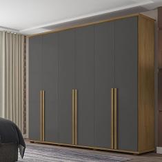 Guarda Roupa Casal 6 Portas 4 Gavetas Estrela Ii Rv Móveis Cinamomo/grafite