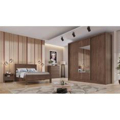 Guarda Roupa Casal com Espelho 3 Portas 6 Gavetas - Arezzo Plus-Cumaru - Móveis Novo Horizonte