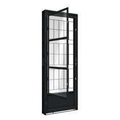 Porta de Aço de Giro com Postigo e Grade Quadrada 215x85cm Aço Pronto Riobras Preto