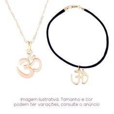 Colar OM + Pulseira camurça - Sunshine Cristais, Dourado