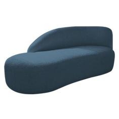 Divã Recamier Curvo Luna 160cm Lado Esquerdo Linho - ADJ Decor, Azul R