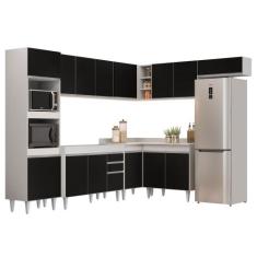 Armário de Cozinha Modulada de Canto 8 Peças CP01 Balcão Branco/Preto 