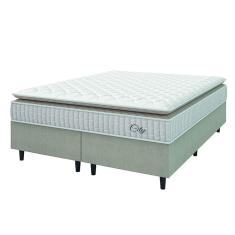 Cama Box Colchão Casal King Molas Ensacadas City Pillow Top 193x203x61cm Bege / Branco Hellen