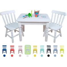Conjunto Mesa e Cadeira Infantil Madeira Mesinha Resistente Para Ativi
