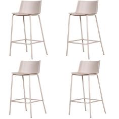 Kit 4 Banquetas Ipanema Fratini 86,50 Cm (altura) Em Poliuretano (pu) Base Em Aço Nude