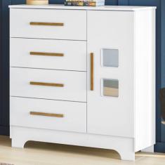 Cômoda Fly 1 Porta 4 Gavetas Branco - Tigus, Branco
