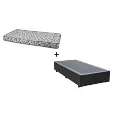 Cama Box Solteiro 88 Tecido Sintético Preto com Colchão Nápoles Espuma D33 54x88x188