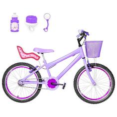 Bicicleta Infantil Aro 20 Aero e Cadeirinha Lilás e Violeta
