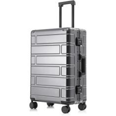 Mala de viagem totalmente metálica, liga de alumínio e magnésio, com rodas universais, mala fashion com senha, mala simples, cinza, 20 polegadas