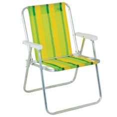 Cadeira De Praia Mor Alta De Alumínio Dobrável Colorida