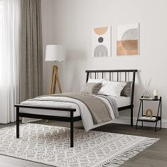 Cama Solteiro em Aço Begônia Cabecasa Madeiramadeira Cinza grafite