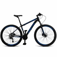 Bicicleta Aro 29 Cripto 24 Marchas Freios Disco E Suspensão - Preto-azul - 21" Preto-azul