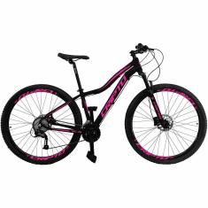 Bicicleta Aro 29 Cripto 21 Marchas Freios Disco E Suspensão - Preto-rosa - 17" Preto-rosa