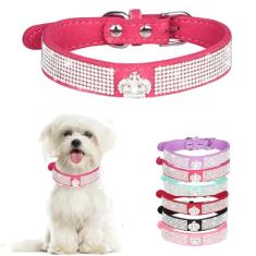 Coleira de cachorro com strass, cristal de diamante brilhante, joia bonita, brilhante, filhote de cachorro, gato, coleira para animais de estimação para XXS XS, pequeno, médio, meninas, cães, fêmea,