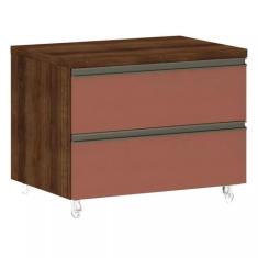 Mesa de Cabeceira Luciane 2 Gavetas Prime Plus 60,5 cm, Nogueira Doura