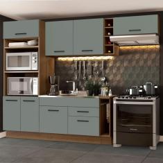 Cozinha Completa Madesa Agata 290002 com Armário e Balcão (Sem Tampo e Pia) - Rustic/Cinza