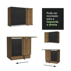 Armário De Cozinha 349Cm Rustic/Preto Glamy 07 Rustic/Preto