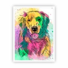 Quadro Animais Cachorro Dog Golden Retriever com Moldura - PlimShop