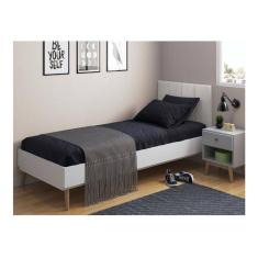 Cabeceira Solteiro Laura 0,90 Almofadada Bege Claro