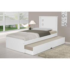 Cama Bibox Solteiro Barcelona Branco / Preto com dois colchões - Tebarrot