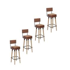 Kit 4 Banquetas Altas Estofadas Florença Café - Adz