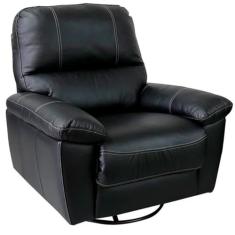 Poltrona do Papai Reclinável Giratória Armênia Glider Mecânico Couro Preto - Gran Belo