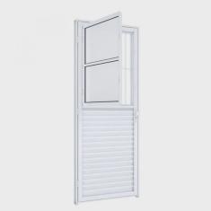 Porta de Giro Mista Natural com Postigo Grade Riobras Alumínio 215cm x 85cm Branco
