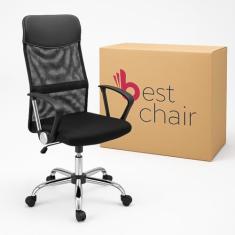 Cadeira Escritório Presidente Mesh e Tecido Preta