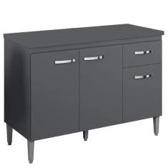 Balcão Pia Gabriela 120cm Cinza Com Tampo Mdp - Ajl Móveis Cinza