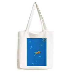 Bolsa de lona com imagem de natureza de peixe oceano, bolsa de compras casual