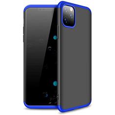 Capa Capinha Anti Impacto 360 Para Apple Iphone 11 Pro Max com Tela de 6.5" Polegadas Case Acrílica Fosca Acabamento Slim Macio - Danet (Preto com Azul)