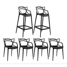 Kit Alegra 4 Cadeiras + 2 Banquetas Altas Ana Maria Cor Da Estrutura Da Cadeira Preto