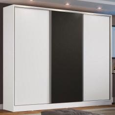 Guarda Roupa Casal 100% MDF Madesa Zurique 3 Portas de Correr - Branco