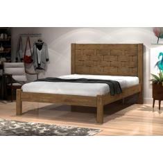 Cama LAI Casal Com Cabeceira Trabalhada 100% MDF Com Estrado em Madeir