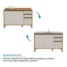 Armário de Cozinha Compacta 4 Peças 8 Portas com Vidro e sem Tampo 100